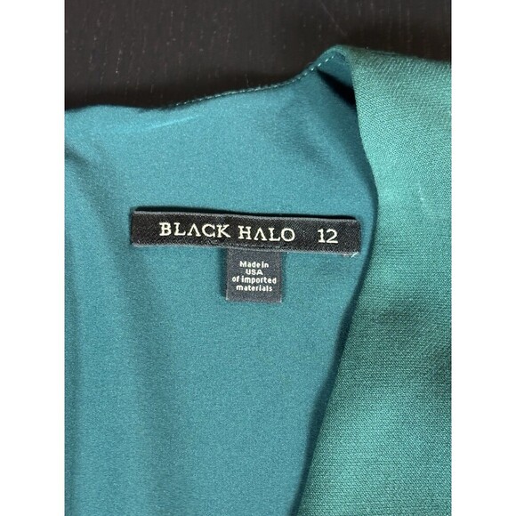 Black Halo Simona Cocktail Sheath Dress Green 12 Flutter Kimono Sleeve Midi - Picture 5 of 12